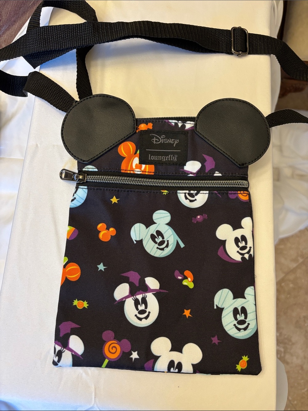 Loungefly Black Halloween Mickey Kids Crossbody with Ear Details